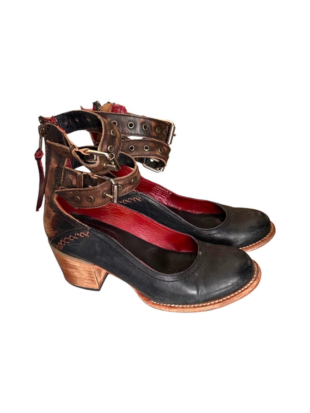 FREEBIRD CANDELLA Black Multi Leather Buckle Shoes Size 8